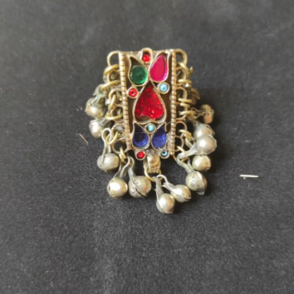 Afghan Multicolor Glass Stones Kuchi Ring, Afghan Statement Ring With Beads, - Picture 7 of 10